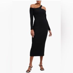 French Connection cut out Black Long Sleeve midi Dress Sz S
